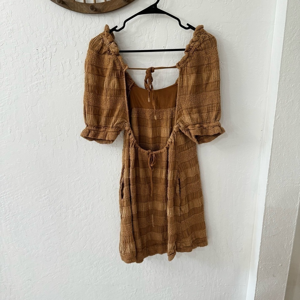 Free People Bask in the Sun Tunic Babydoll Textures Open Back Dress XS - Picture 10 of 14